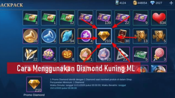 Cara Menggunakan Diamond Kuning ML untuk Mendapatkan Skin dan Item Lainnya