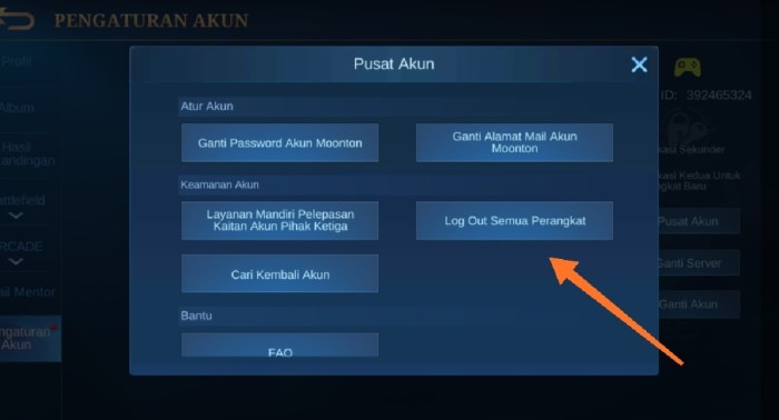 logout akun hapus tanpa perangkat